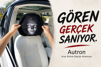 Korkunç Surat 3D Dekoratif Oto Başlık Kılıfı 2'li
