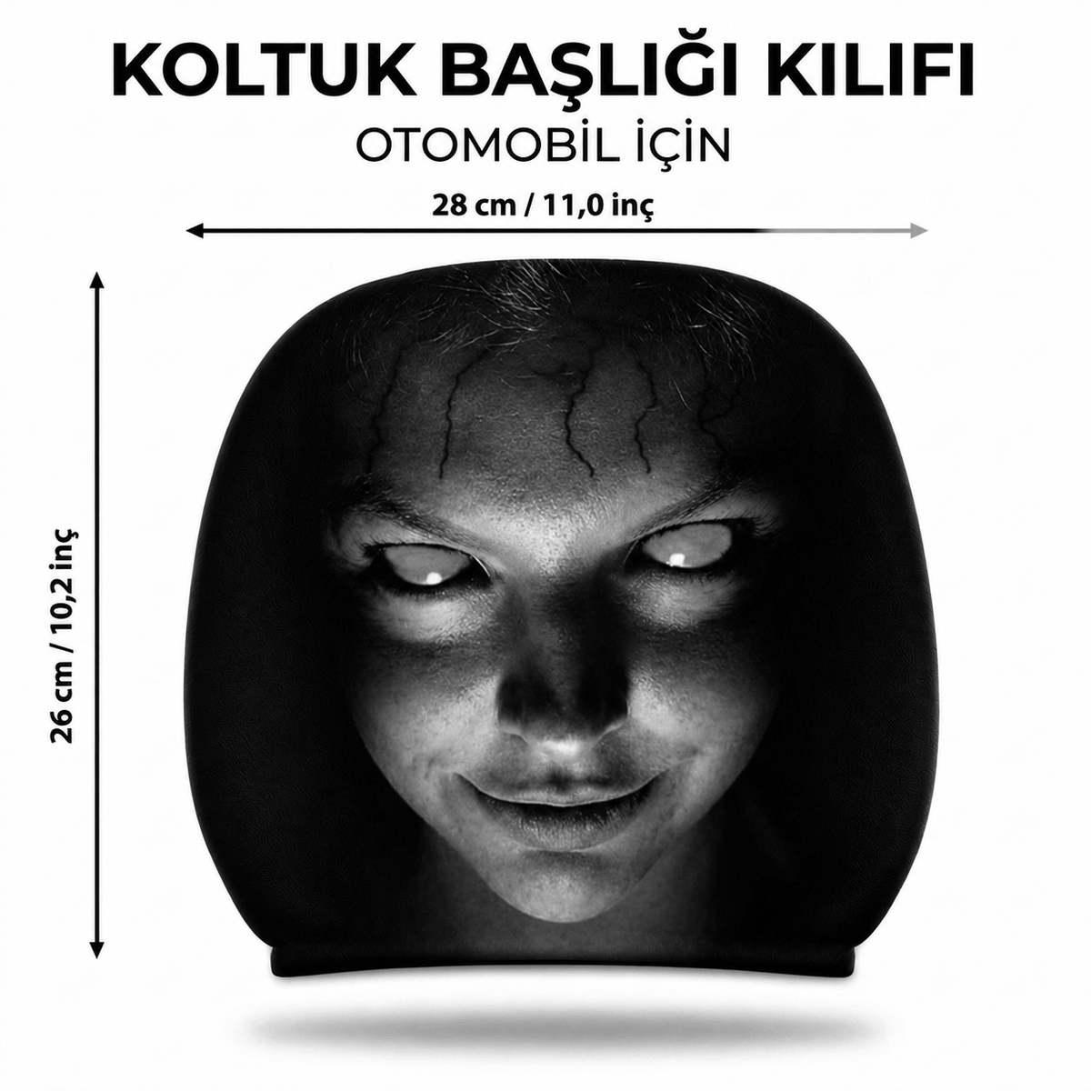Korkunç Surat 3D Dekoratif Oto Başlık Kılıfı 2'li