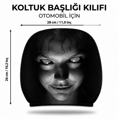 Korkunç Surat 3D Dekoratif Oto Başlık Kılıfı 2'li
